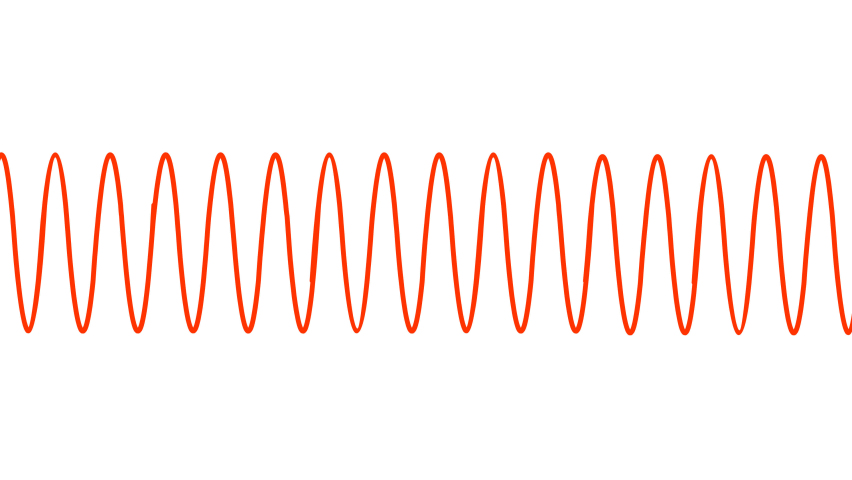 Sound wave, flowing animation. Infrasound to audible, acoustic, ultrasound audio frequency. Herts  Khz, Mhz, high, low amplitude, pitch, voltage. Stream pan. For music, medical, earthquake education  | Shutterstock HD Video #1082407222