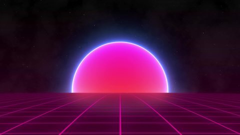 retro 80s style grid sun stars old tv screen animation background -new unique vintage beautiful dynamic joyful colorful video footage