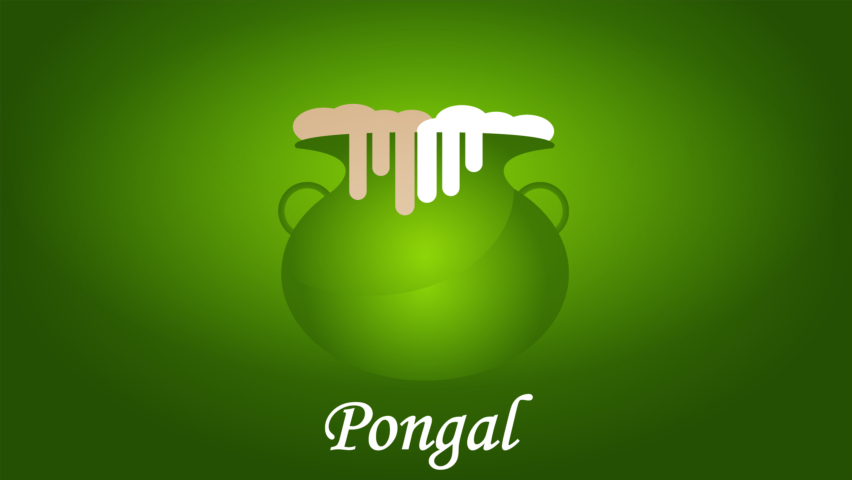 Pongal Festival Tamil Nadu India, art video illustration.