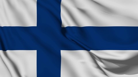 4K Ultra Hd 3840x2160. A beautiful view of Finland flag video. 3D flag waving seamless loop video animation.