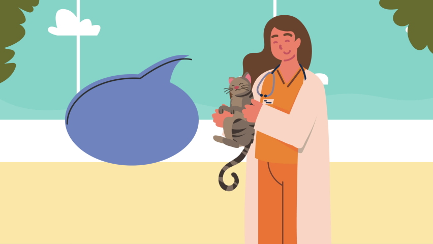 female veterinary proffesional character animation ,4k video animated