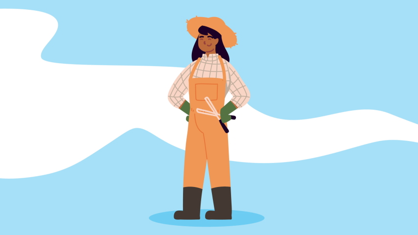 woman gardener proffesional character animation ,4k video animated