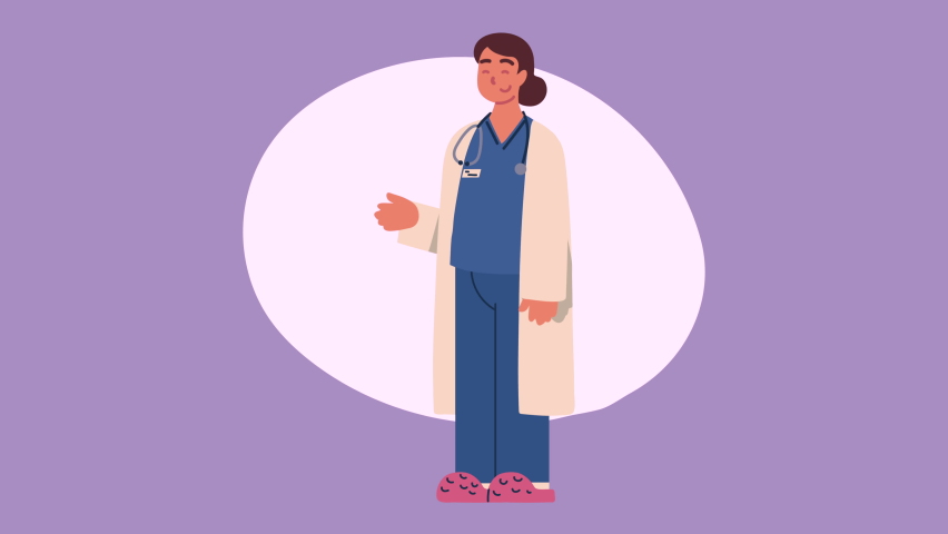 woman doctor proffesional character animation,4k video animated