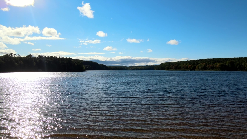 The shore of Lake Superior. Upper Peninsula of Michigan Aerial drone footage. 