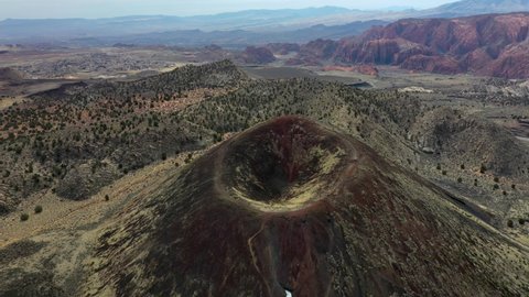Cinder Cone Volcano, St George, Utah, Rotating drone shot around one of the cinder cone's in Washington County. The smaller cinder cone lies one mile north of the Cinder Cone Trail on State Route 18