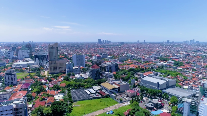 Established Aerial View of Surabaya Cityscape, East Java, Indonesia, Asia