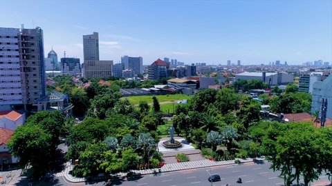Established Aerial View of Surabaya Cityscape, East Java, Indonesia, Asia