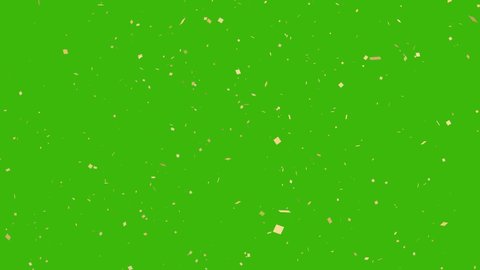 Gold confetti falling animation on green screen background.