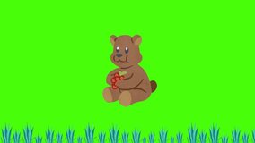 bear green screen. moving bear pictures. green screen animation of moving bear. gift bear. 4k video footage.
