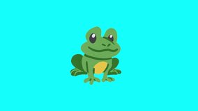 green frog in the blue screen. moving green frog pictures. moving animal blue screen animation. gift green frog. 4k video footage.