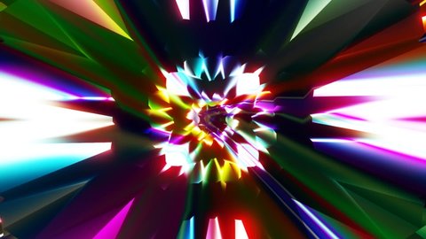 Rainbow retro neon glowing spark motion graphic. Looped animation. Abstract seamless VJ neon HD background.