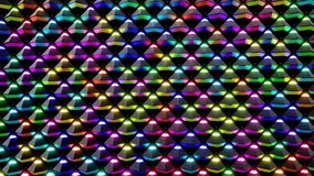 4k looped abstract background with neon lights running on pyramids. VJ loop backdrop festive show or holiday events, exhibitions, festivals or concerts, music videos, VJ loop for night clubs.