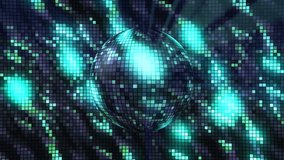 Abstract pixelated spinning bright sphere with the million of glowing particles on a black background, seamless loop. Motion. Rotating round shaped 3D object with glass reflective shards Abstract - Powered by Shutterstock - Get 15% off with code: PIKWIZARD15