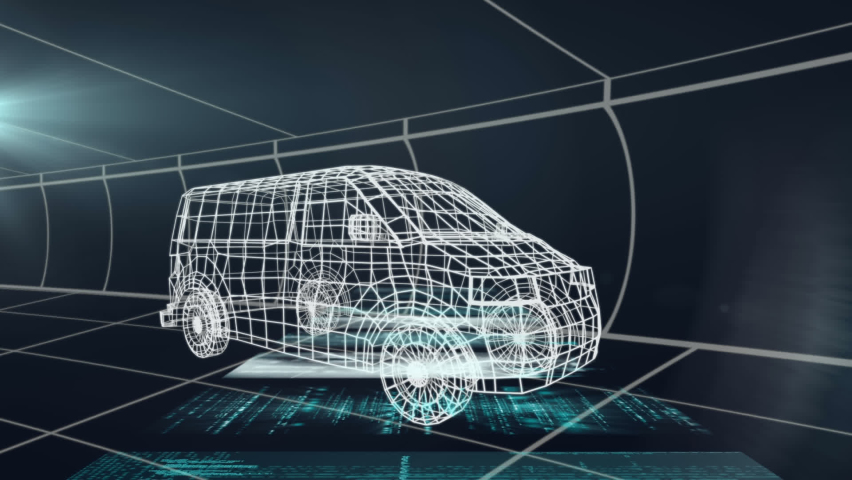Animation of human brain and data processing over 3d drawing model of van and grid. global engineering, data processing and digital interface concept digitally generated video. - Powered by Shutterstock - Get 15% off with code: PIKWIZARD15