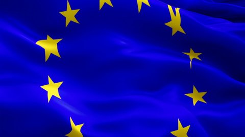 European Union flag. EU waving in wind video footage Full HD. Realistic Euro zone Flag background. European Union Flag Looping Closeup 1080p Full HD 1920X1080 footage. EU Europe country flags HD
