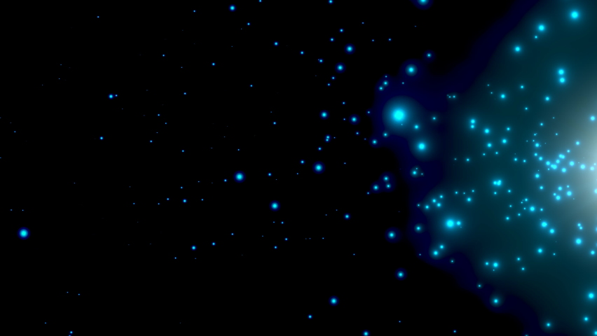 Fly small blue particles and stars on dark background, abstract cinematic and holiday style Royalty-Free Stock Footage #1082513005