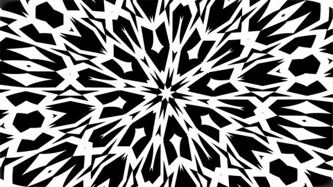 Black and White Optical Illusion Kaleidoscope Expanding Collapsing Geometric shapes Tunnel Abstract Art 4K Motion Background Animation