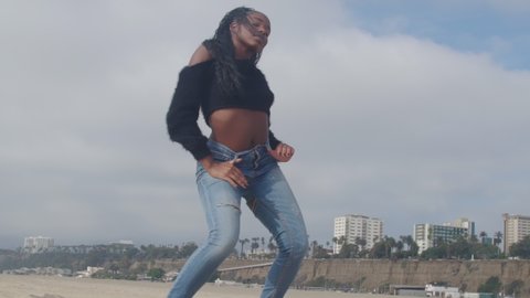Beautiful Young Black Girl Jeans Twerking Stock Footage Video (100%