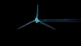 Wind Turbine with AI Data Analysis and Visualization Flowing Information and Data, Alternative Energy Source. Windmill 3d hologram isolated on black background, technology concept. - Powered by Shutterstock - Get 15% off with code: PIKWIZARD15