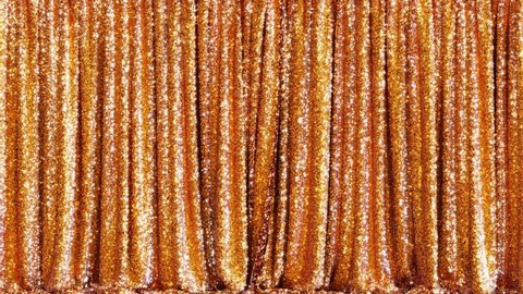 Realistic 3D animation of the luxury golden sequins glittering curtain rendered in UHD with alpha matte