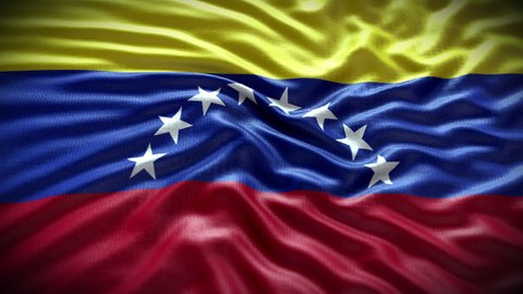Venezuela flag waving in the wind with high-quality texture in 4K UHD National Flag. Realistic Animation of the Venezuela flag with moving clouds and blue sky background
