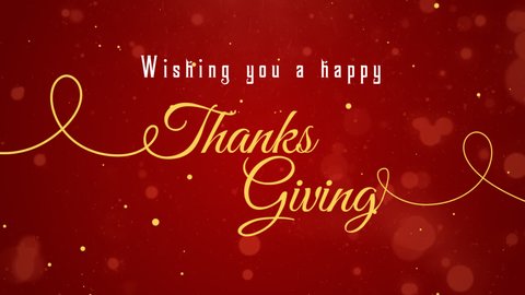 Happy Thanksgiving Day. Thank you greeting card template. Animation text with particles background.