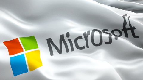 Animation of Microsoft logo Video. Microsoft logo on white background. 3d Chinese technology brand Microsoft Slow Motion video. technology industry background. Microsoft 1080p HD video - New York, 4 July 2021
