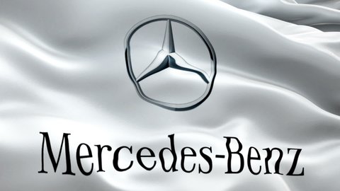 Animation of Mercedes Benz logo Video. Mercedes Benz logo on white background. 3d German car brand Mercedes Benz Slow Motion video. Car industry background. Mercedes Benz 1080p HD video - New York, 4 July 2021
