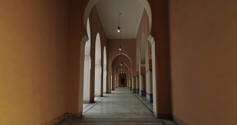 Kapurthala, Punjab - 11-12-2019 : Beautiful courtyard inside Moorish mosque in Kapurthala. Building Design inspired by mosque in Morocco. Beautiful tourist attraction in Punjab.
