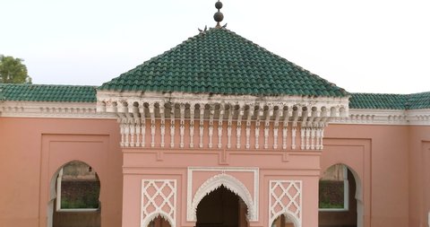 Kapurthala, Punjab - 11-12-2019 : Pull out wide shot of Beautiful courtyard inside Moorish mosque in Kapurthala. 