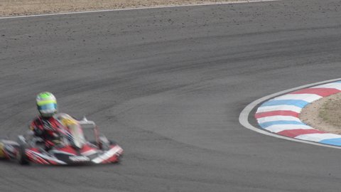 Karts running in a karting circuit curve