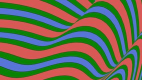 Abstract animation of wavy moving colorful  stripes arranged diagonally,  seamless loop video. Cartoon flowing curving wide stripes.abstract  background. 