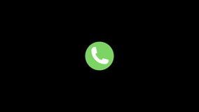 Motion graphic video. Animation of a green phone sign call icon. Cell and telephone symbol