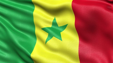 Senegal Flag Seamless Loop. 3D animation.