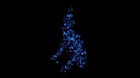 A map of the Philippines country consisting of stars of shimmering blue particles on a black background.