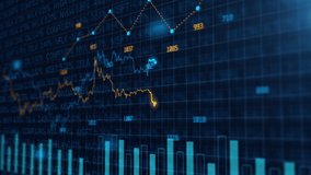 Stock market and information of exchange with data of price on market wall. Change and volume. Financial indexes change up and down over time. Concept of trading cryptocurrency assets and bitcoin - Powered by Shutterstock - Get 15% off with code: PIKWIZARD15