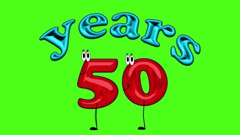 Fifty year anniversary, Cheerful numbers, 2D-Animation,  Birthday,  chroma key