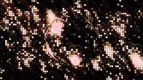 Abstract pixelated spinning bright sphere with the million of glowing particles on a black background, seamless loop. Motion. Rotating round shaped 3D object with glass reflective shards Abstract - Powered by Shutterstock - Get 15% off with code: PIKWIZARD15