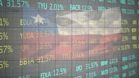 Animation of graphs and data processing over flag of chile on black background. chilean economy and business concept digitally generated video. - Powered by Shutterstock - Get 15% off with code: PIKWIZARD15