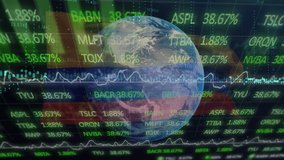 Animation of data processing and globe over flag of colombia on black background. colombian economy, national and global business concept digitally generated video. - Powered by Shutterstock - Get 15% off with code: PIKWIZARD15