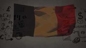 Animation of data processing, finance icons and graphs over flag of belgium on grey background. belgian economy and business concept digitally generated video. - Powered by Shutterstock - Get 15% off with code: PIKWIZARD15