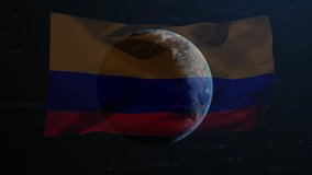 Animation of data processing, globe and graphs over flag of colombia on black background. colombian economy, national and global business concept digitally generated video. - Powered by Shutterstock - Get 15% off with code: PIKWIZARD15