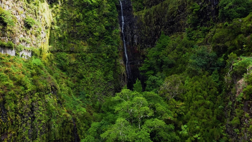 Fairytale waterfall in the hiking area 25 springs in a deep green valley 