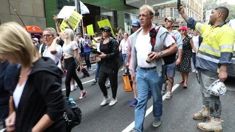 Sydney, NSW, Australia - November 20th, 2021: Tens of thousands attend the World Wide Rally for Freedom to protest against vaccine mandates and vaccine passports and for freedom.