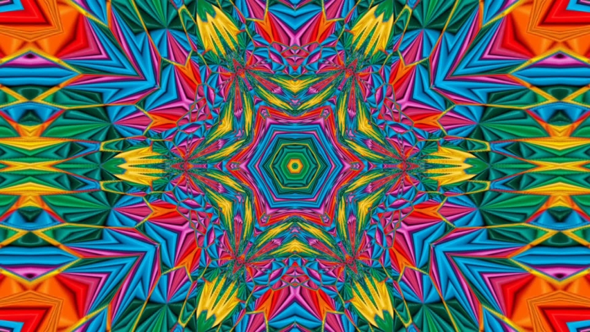 kaleidoscope pattern circle flower line neon mirror redering geometry background effect abstract texture multi color
