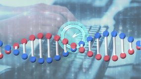 Animation of clock, dna strand and person using computer keyboard. global science, connections and digital interface concept digitally generated video. - Powered by Shutterstock - Get 15% off with code: PIKWIZARD15