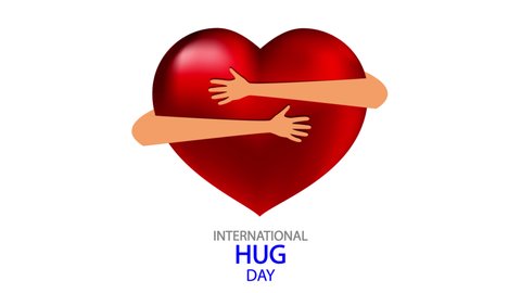 International day of hugs heart in hugs hands, art video illustration.
