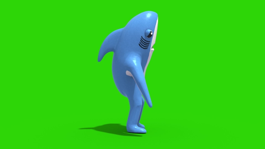 Mr Shark Baby Shark Green Screen Walkcycle Side Kids 3D Rendering Animation Royalty-Free Stock Footage #1082639470