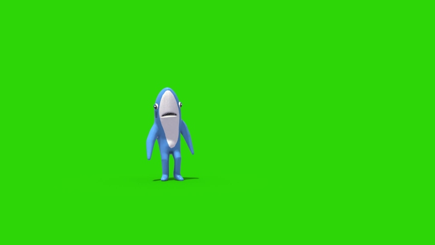 Mr Shark Baby Shark Green Screen Walks Front Kids 3D Rendering Animation Royalty-Free Stock Footage #1082639476
