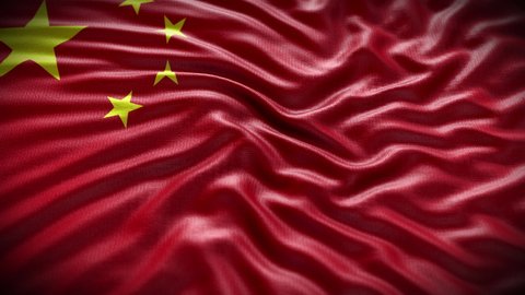 China flag waving in the wind with high-quality texture in 4K UHD National Flag. Realistic Animation of the Chinese flag with moving clouds blue sky background